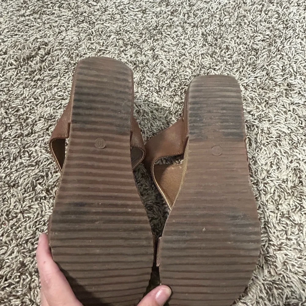 Women’s Corkys Funkytime Wedge Size 10 Brown. Boho Casual Cottage Core